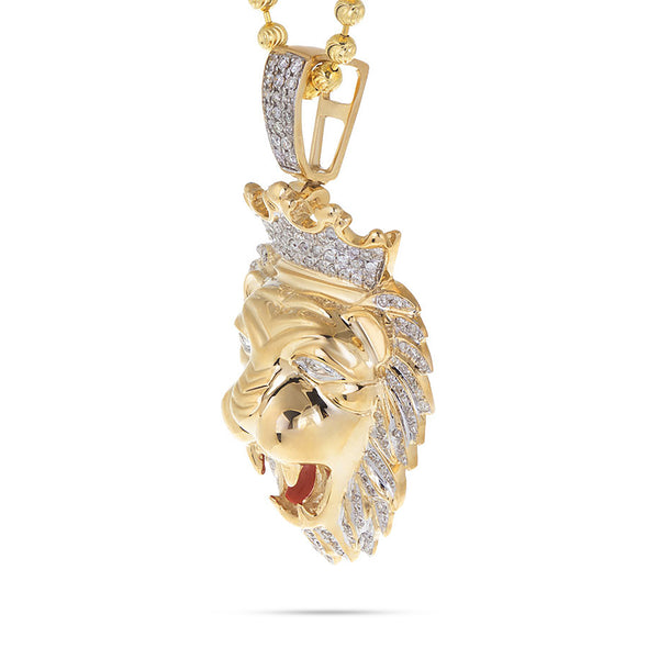 10k Yellow Gold .75ct Diamond Lion's Head Pendant