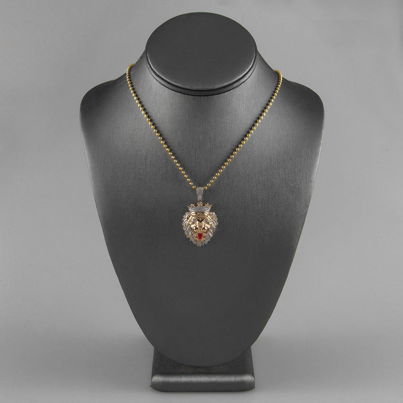 10k Yellow Gold .75ct Diamond Lion's Head Pendant