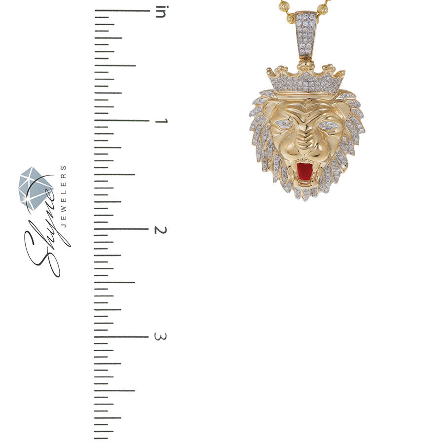 10k Yellow Gold .75ct Diamond Lion's Head Pendant