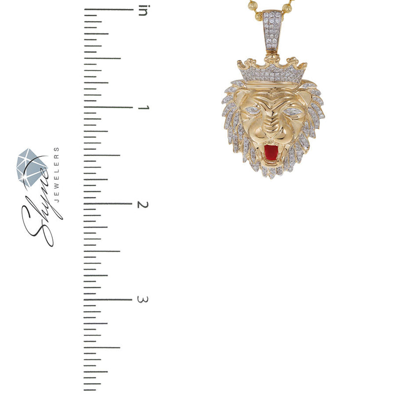 10k Yellow Gold .75ct Diamond Lion's Head Pendant