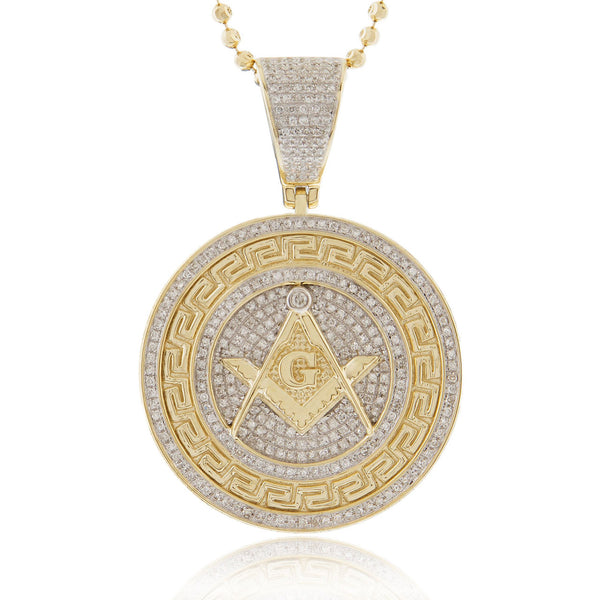 10k Yellow Gold .80ct  Diamond Freemason Pendant