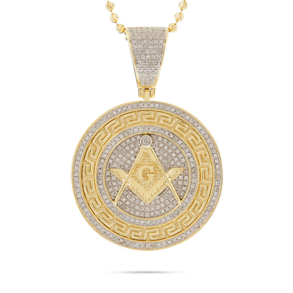 10k Yellow Gold .80ct  Diamond Freemason Pendant