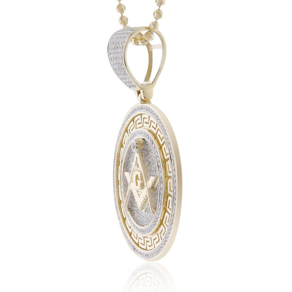 10k Yellow Gold .80ct  Diamond Freemason Pendant