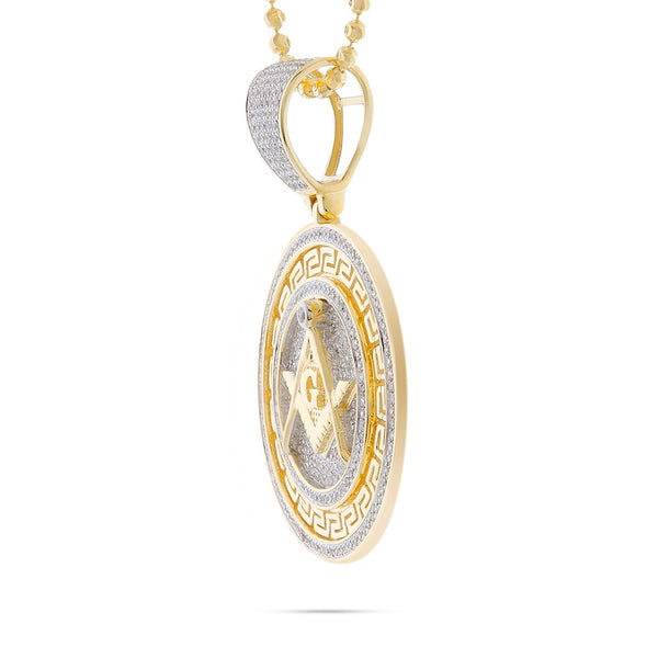 10k Yellow Gold .80ct  Diamond Freemason Pendant