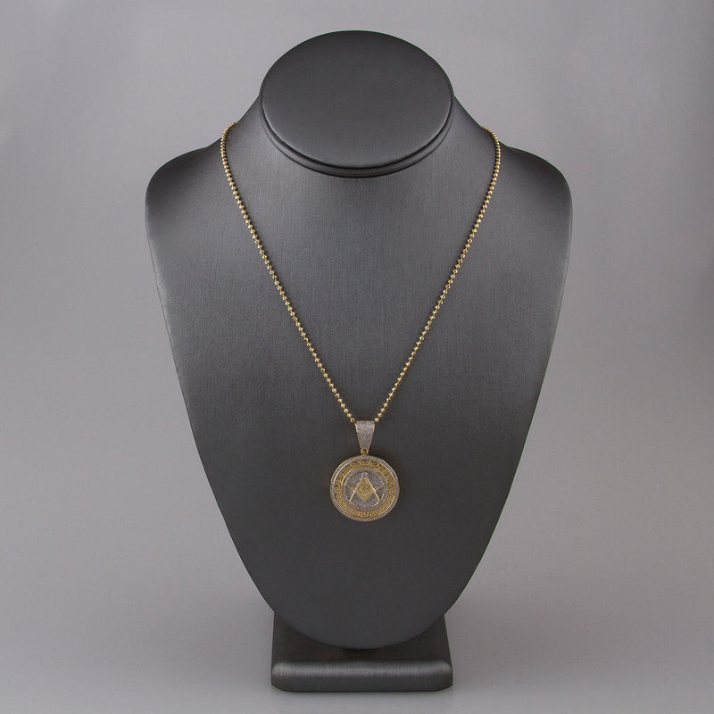 10k Yellow Gold .80ct  Diamond Freemason Pendant