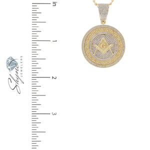 10k Yellow Gold .80ct  Diamond Freemason Pendant