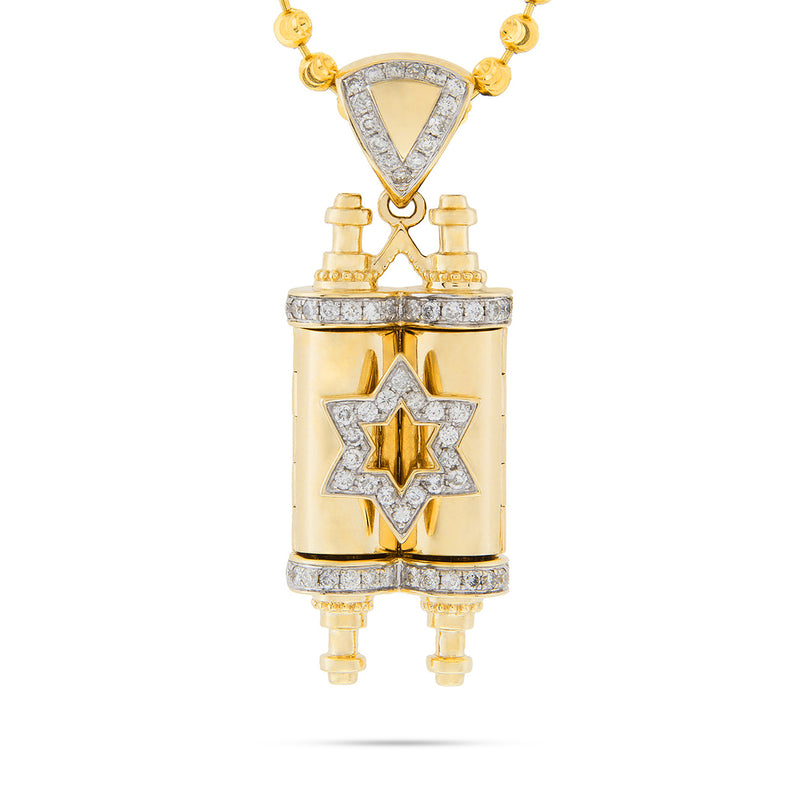 10K Yellow Gold .96ct Diamond Torah Pendant