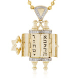 10K Yellow Gold .96ct Diamond Torah Pendant