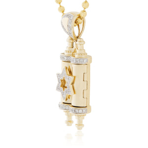 10K Yellow Gold .96ct Diamond Torah Pendant