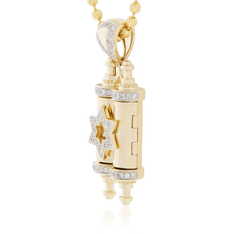10K Yellow Gold .96ct Diamond Torah Pendant