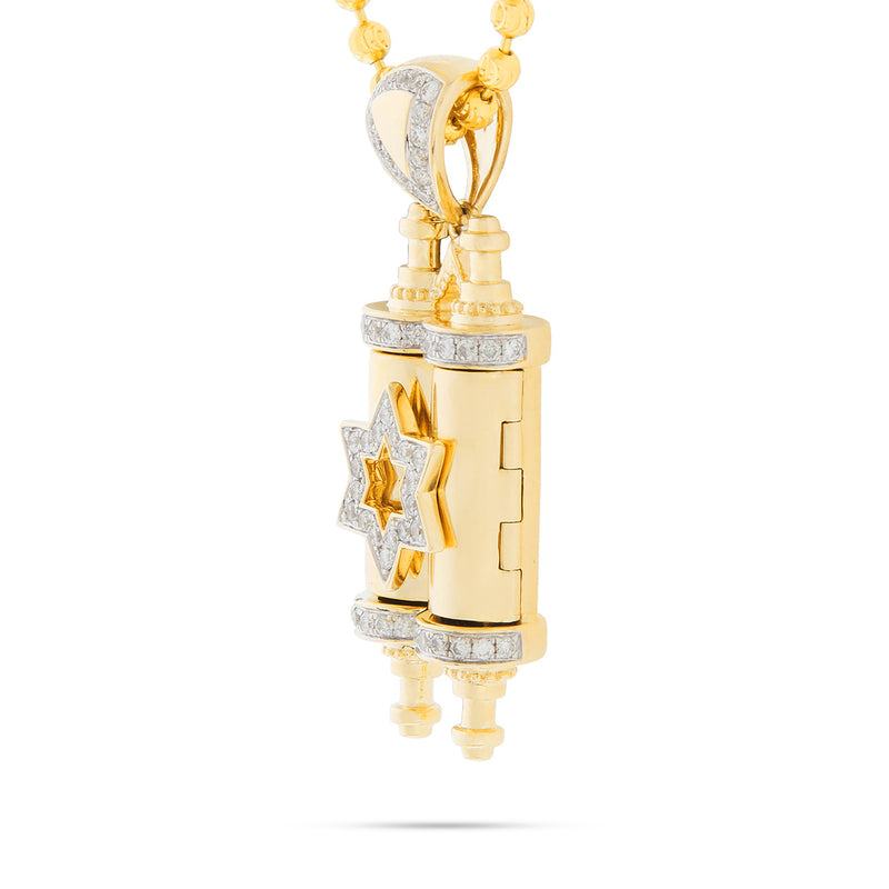 10K Yellow Gold .96ct Diamond Torah Pendant
