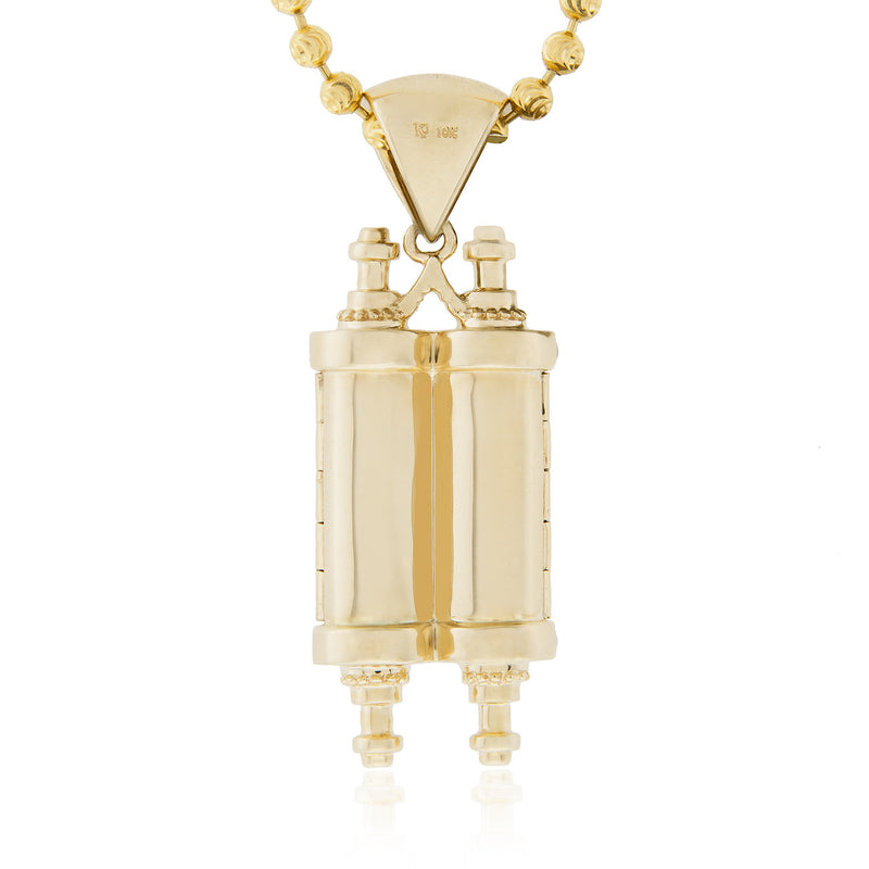 10K Yellow Gold .96ct Diamond Torah Pendant