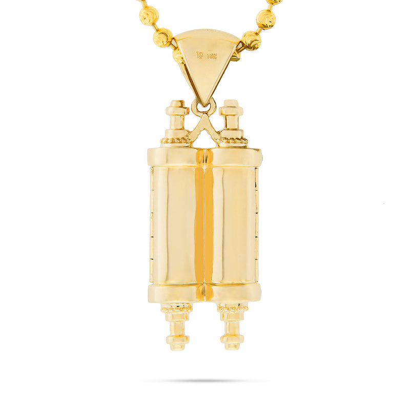 10K Yellow Gold .96ct Diamond Torah Pendant