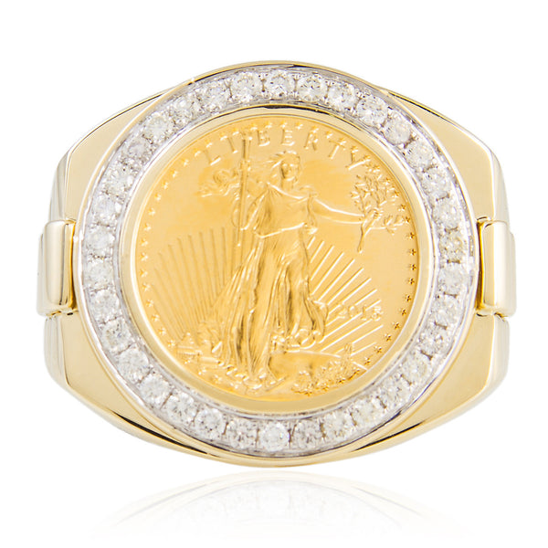 Yellow Gold 0.67ct Pure Coin Diamond Ring