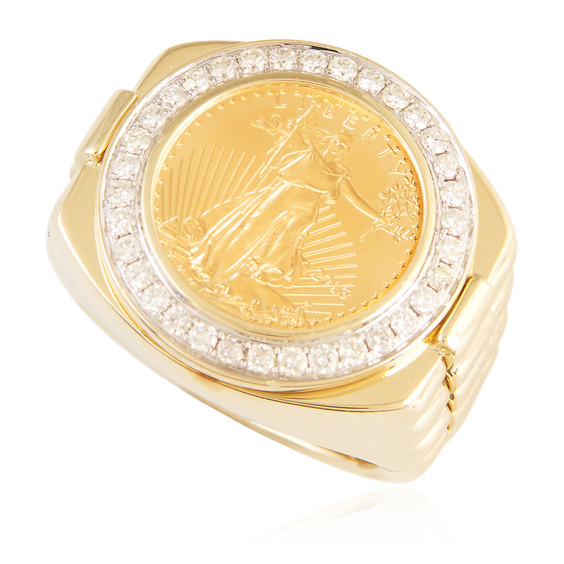 Yellow Gold 0.67ct Pure Coin Diamond Ring