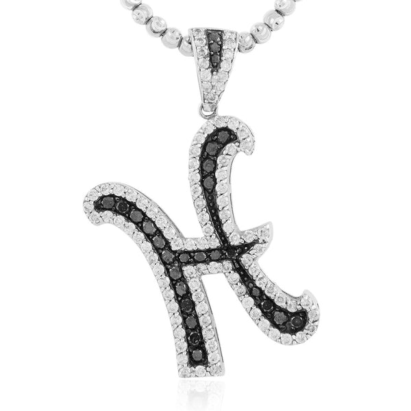10k White Gold 2.13ct Initial Pendant "H"