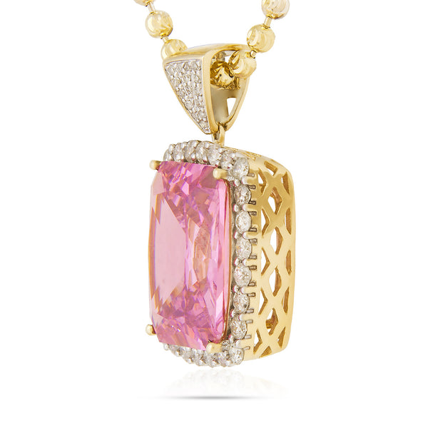 10k Yellow Gold 1.65ct Diamond Pink Sapphire Pendant