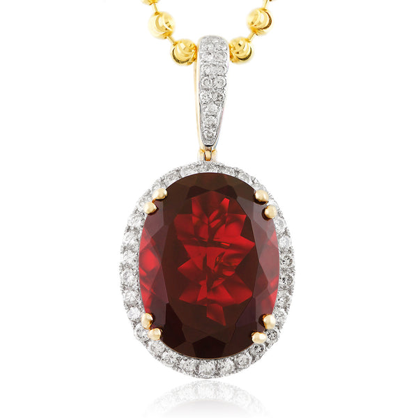 10k Yellow Gold 1.15ct Diamond Oval Ruby Pendant