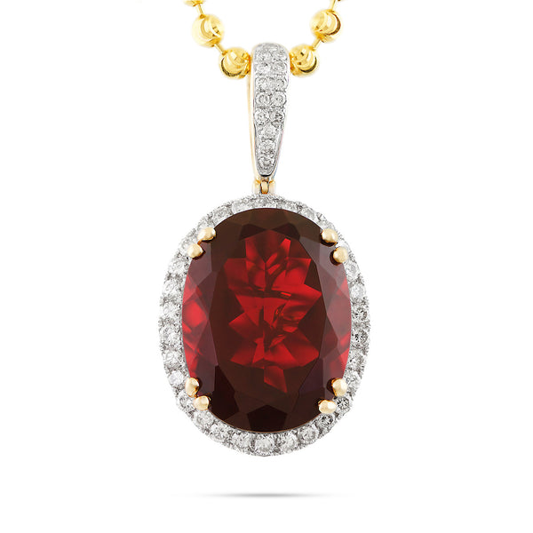 10k Yellow Gold 1.15ct Diamond Oval Ruby Pendant