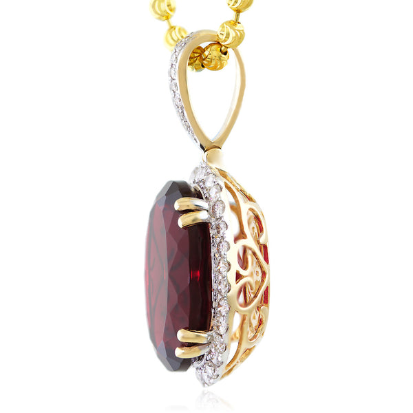 10k Yellow Gold 1.15ct Diamond Oval Ruby Pendant