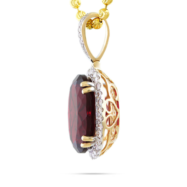 10k Yellow Gold 1.15ct Diamond Oval Ruby Pendant