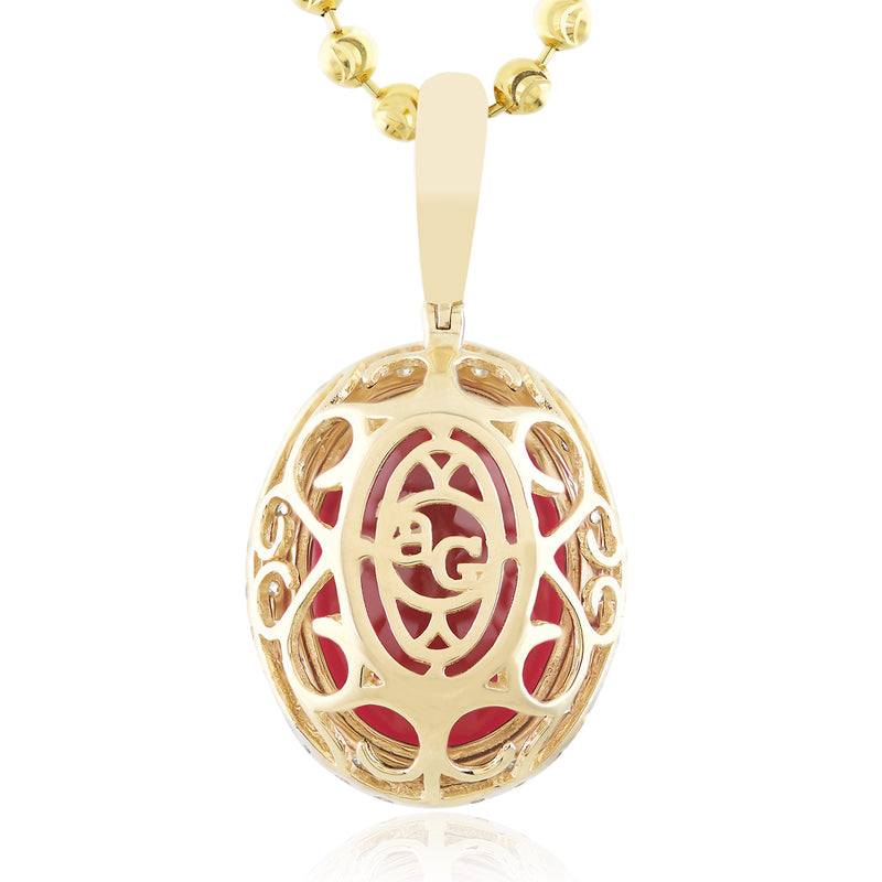 10k Yellow Gold 1.15ct Diamond Oval Ruby Pendant