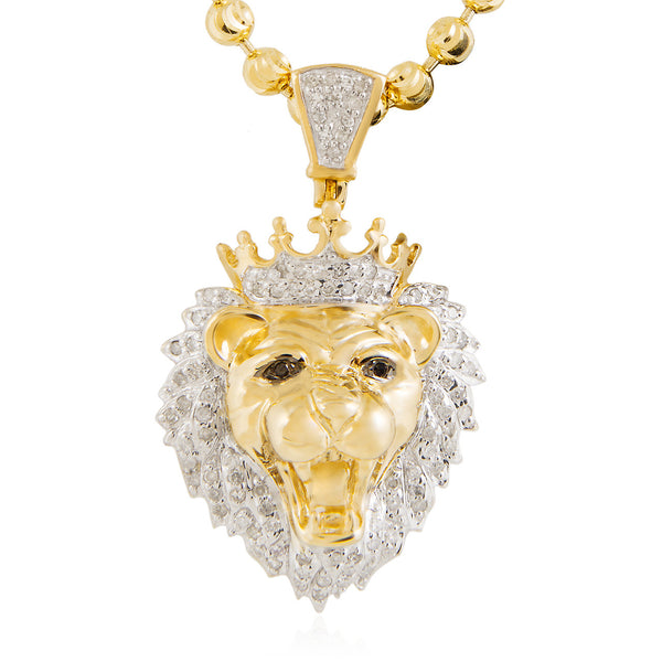 10k Yellow Gold .36ct Lions Head Pendant