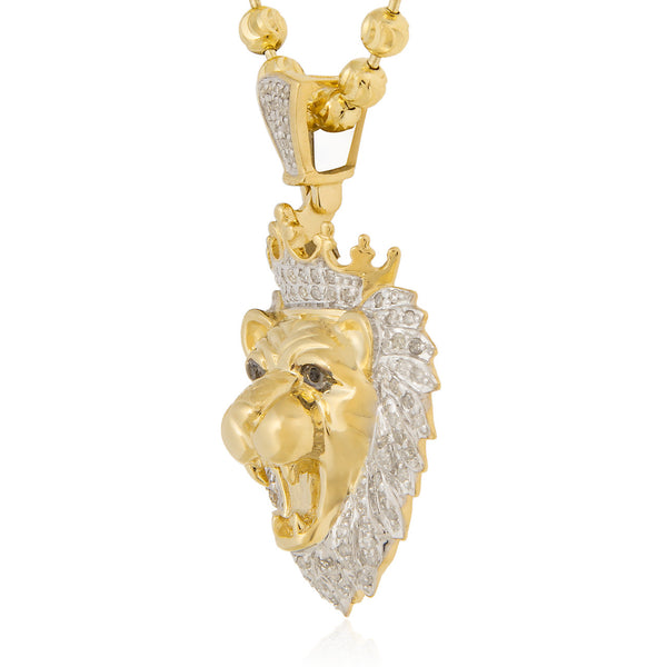 10k Yellow Gold .36ct Lions Head Pendant