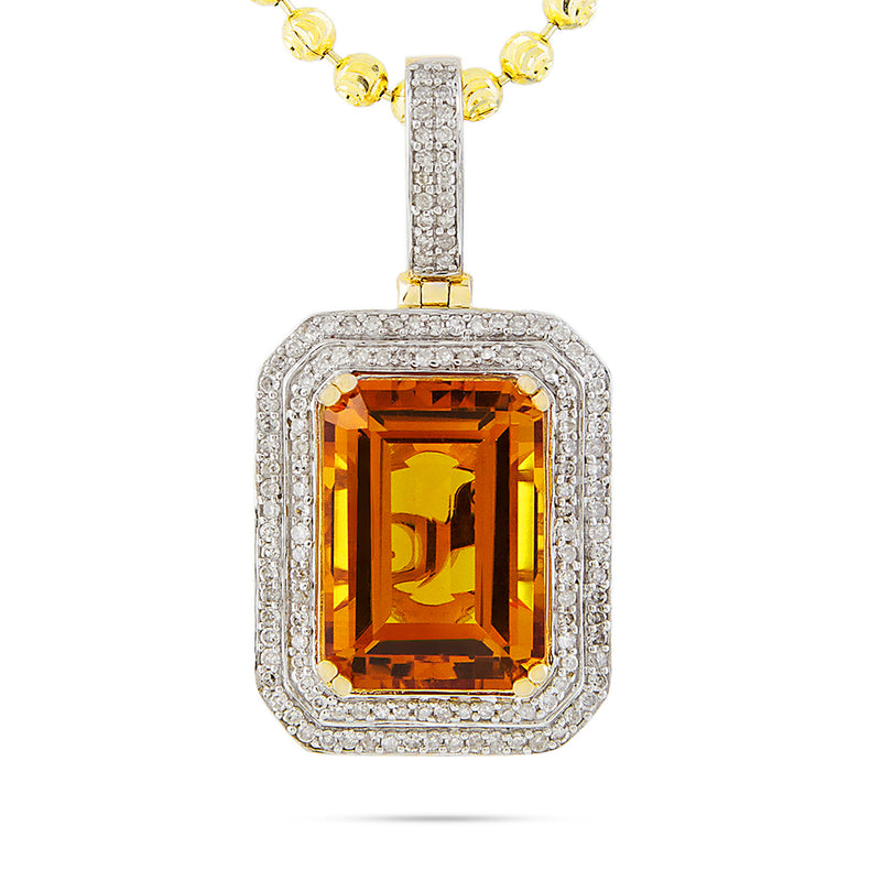 10k Yellow Gold .5ct Diamond Citrine Pendant