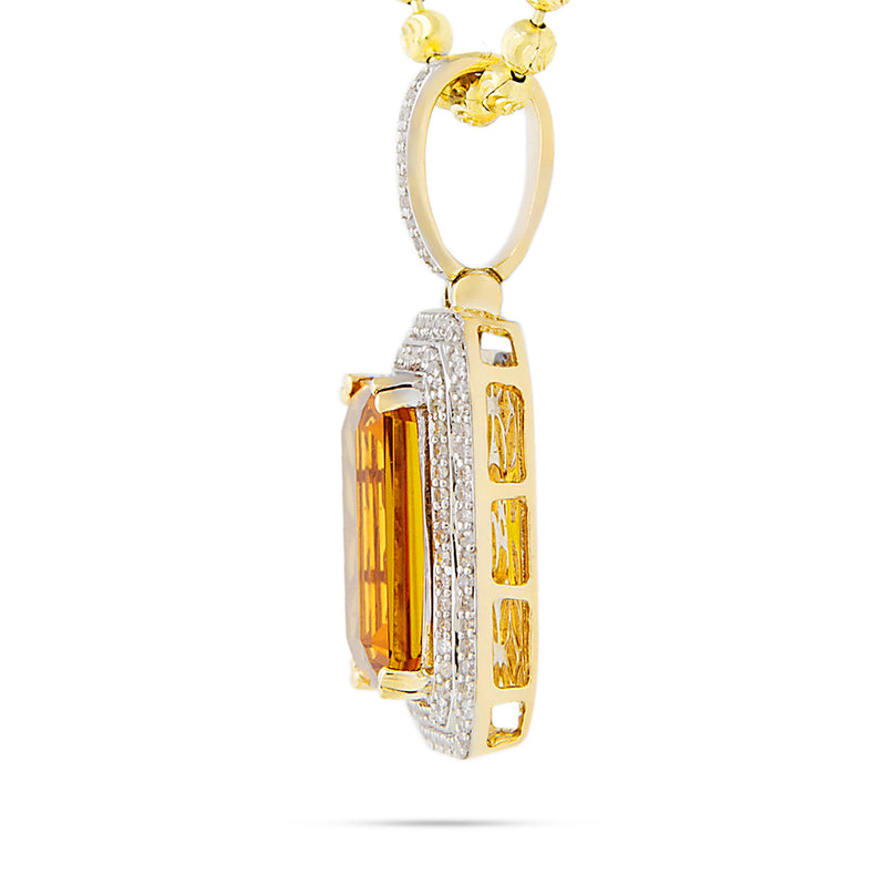 10k Yellow Gold .5ct Diamond Citrine Pendant