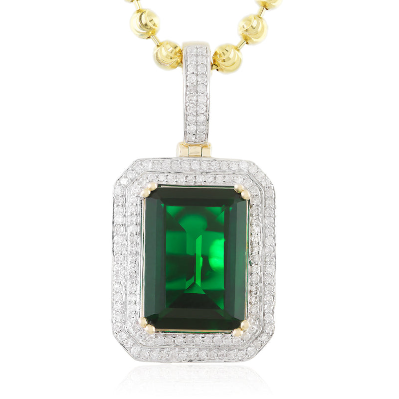 10k Yellow Gold .5ct Diamond Emerald Pendant