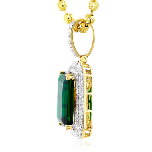 10k Yellow Gold .5ct Diamond Emerald Pendant