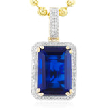 10k Yellow Gold .50ct Diamond Blue Sapphire Pendant
