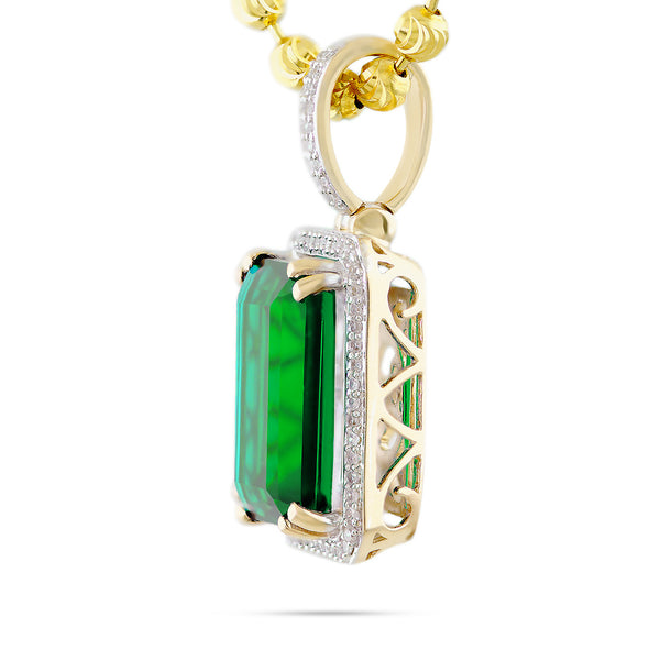 10k Yellow Gold .5ct Diamond Emerald Pendant