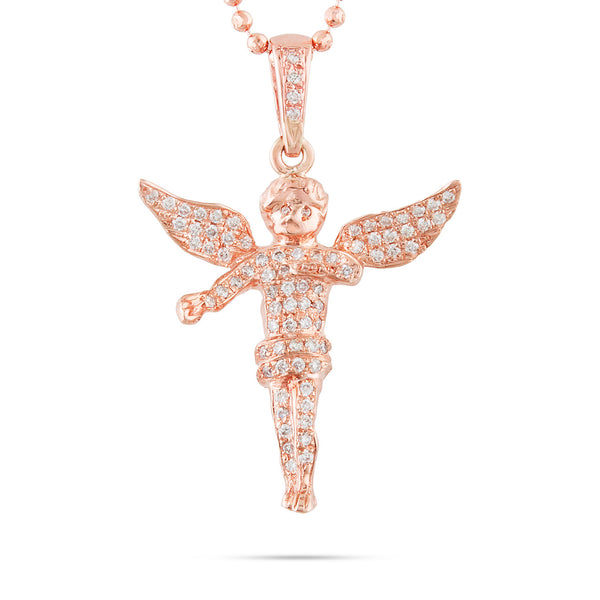 10k Rose Gold 1.25ct Diamond Angel Pendant