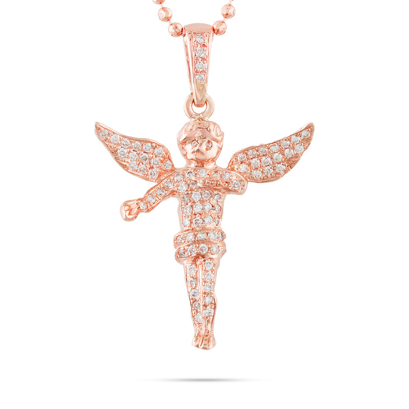 10k Rose Gold 1.25ct Diamond Angel Pendant