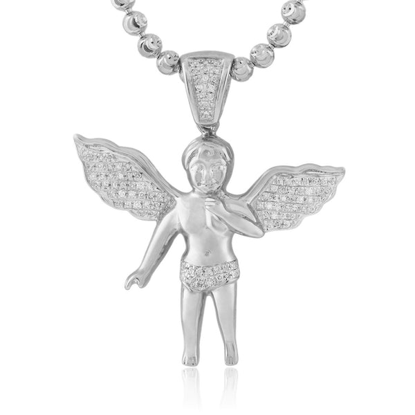 10k White Gold  .20ct Diamond Angel Pendant