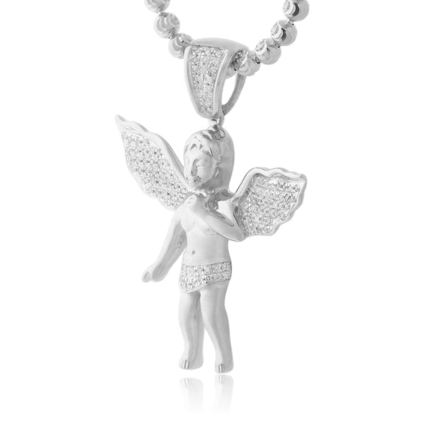 10k White Gold  .20ct Diamond Angel Pendant