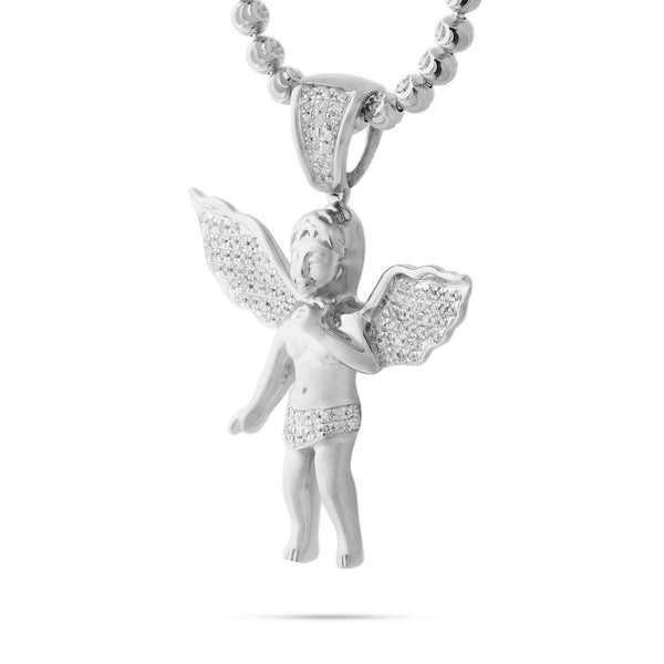 10k White Gold  .20ct Diamond Angel Pendant