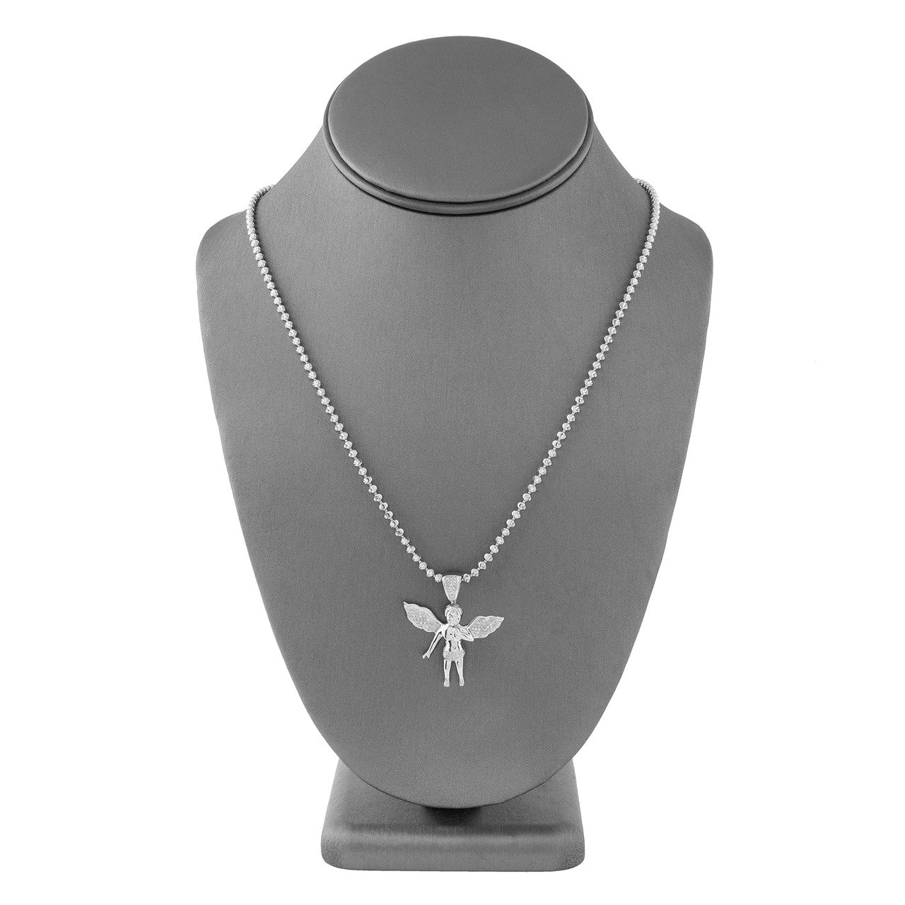 10k White Gold  .20ct Diamond Angel Pendant