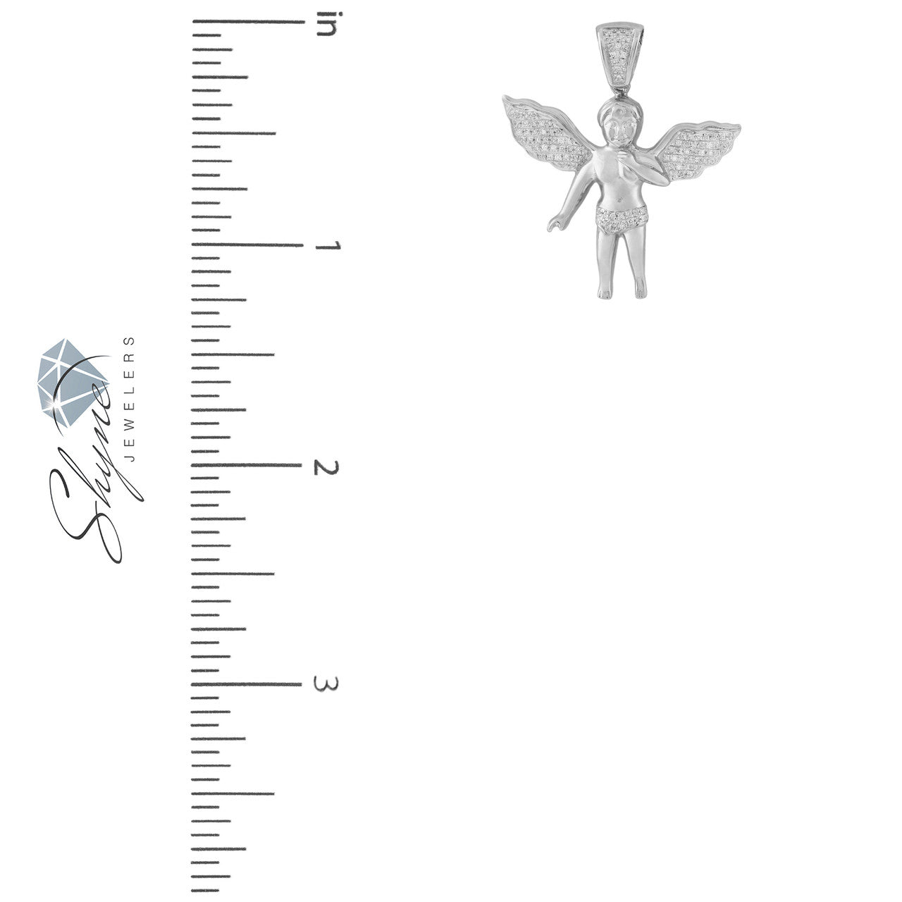 10k White Gold  .20ct Diamond Angel Pendant