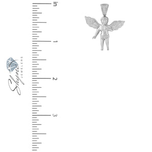 10k White Gold  .20ct Diamond Angel Pendant