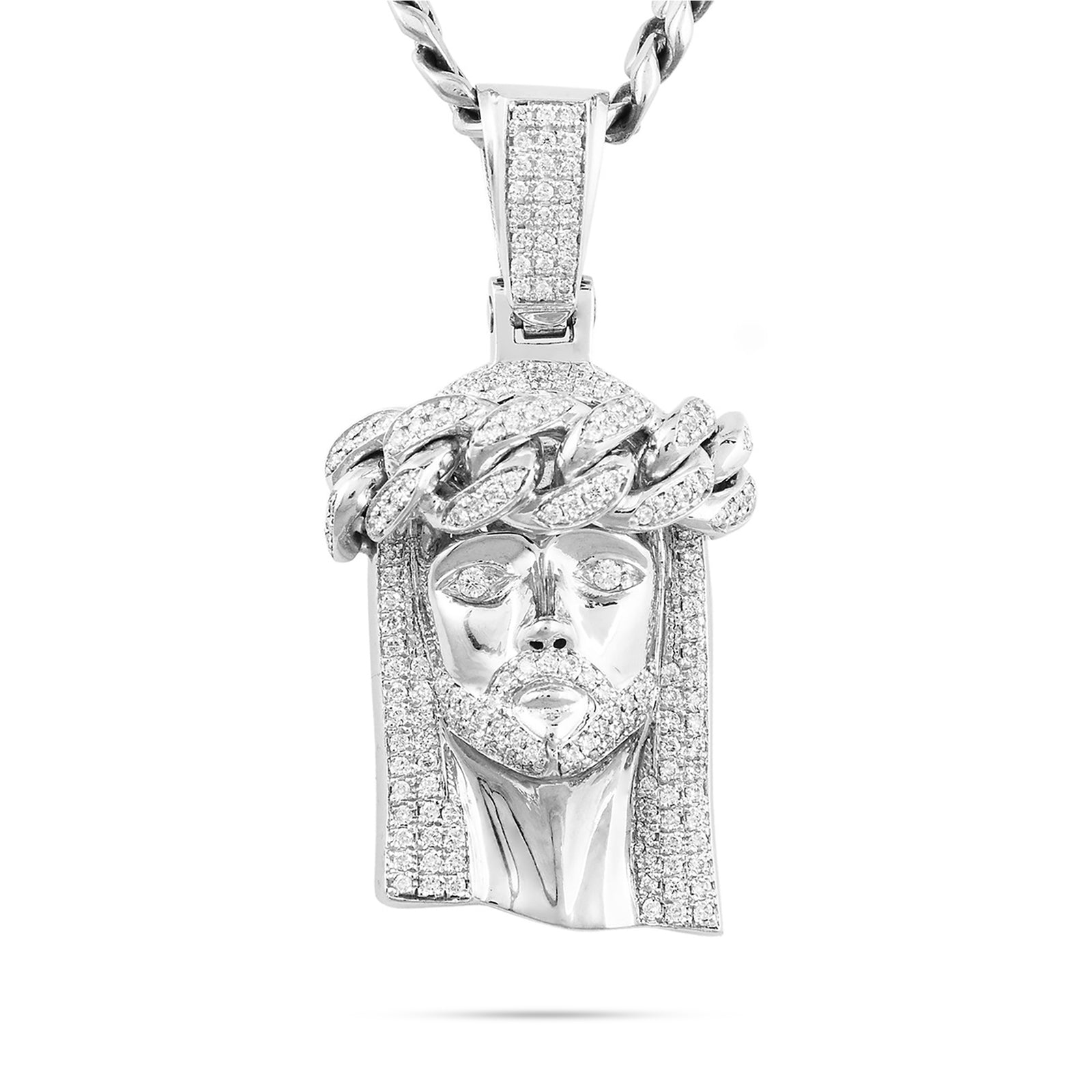 10kt White Gold 3.25ct Diamond Large Jesus Head Pendant – SHYNE