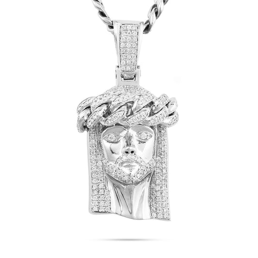 10kt White Gold 3.25ct Diamond Large Jesus Head Pendant
