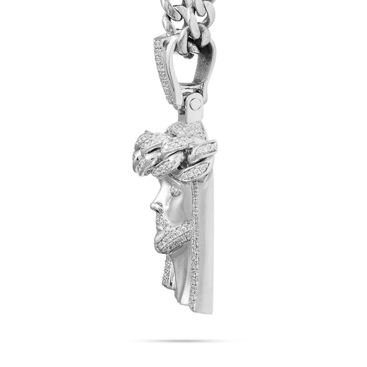 10kt White Gold 3.25ct Diamond Large Jesus Head Pendant