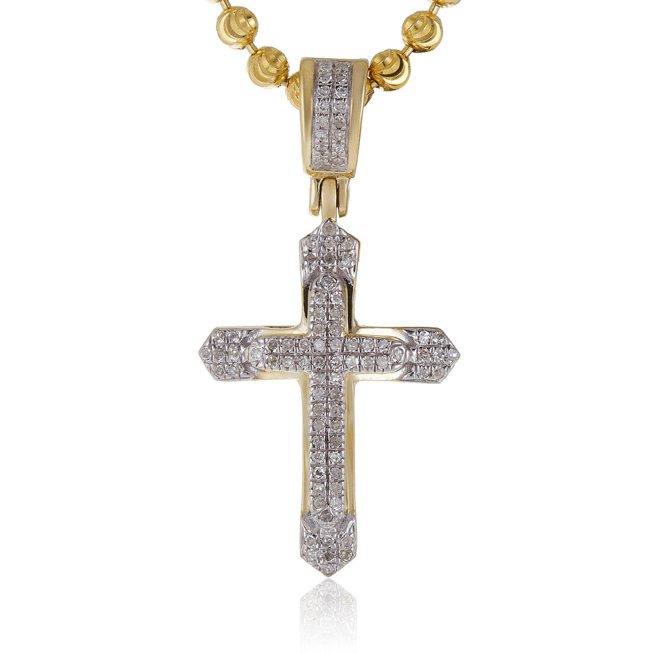 10k Yellow Gold .14ct Diamond Design Cross Pendant