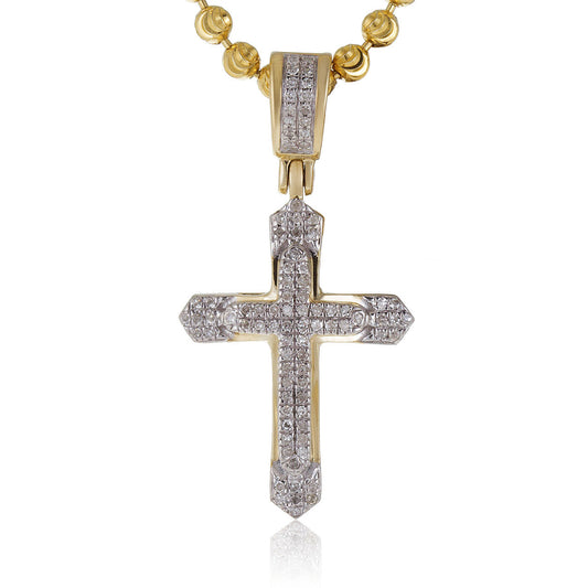 10k Yellow Gold .14ct Diamond Design Cross Pendant