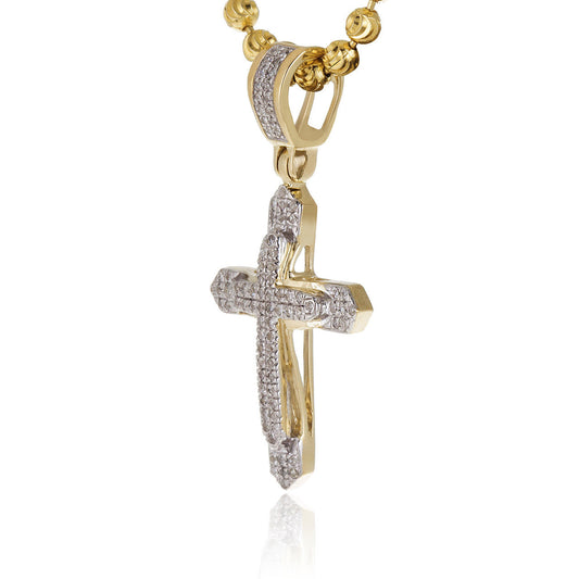 10k Yellow Gold .14ct Diamond Design Cross Pendant