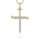 10k Yellow Gold .30ct Diamond Micro Nail Cross Pendant