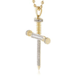 10k Yellow Gold .30ct Diamond Micro Nail Cross Pendant